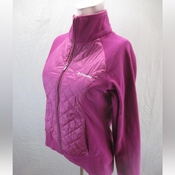 Columbia Size M Women’s Wine Full Zip Stand Collar Pocket Insulated Jacket - Picture 2 of 9